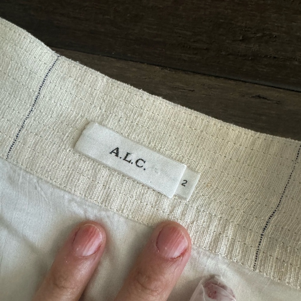 A.L.C. Hampton Mini Skirt White Midnight Stripe Linen Ruffle Wrap 2